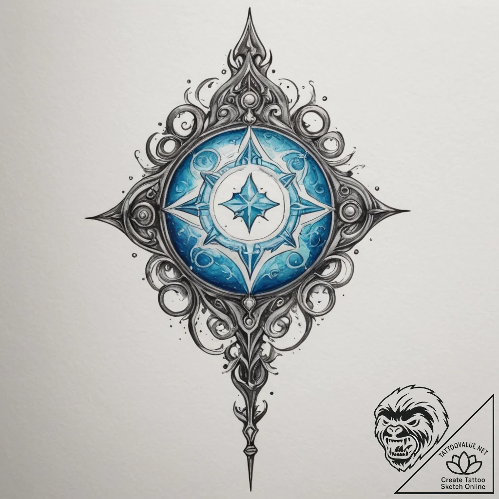 Tattoo sketch a magical staff with an element... - tattoo sketch (№1755453835_0, 17.08.2025 18:03) — tattoovalue.net
