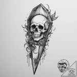 Coffin, artistic tattoo sketch, on a clean wh… – tattoo sketch (№1755454034_0, 17.08.2025 18:07) — tattoovalue.net