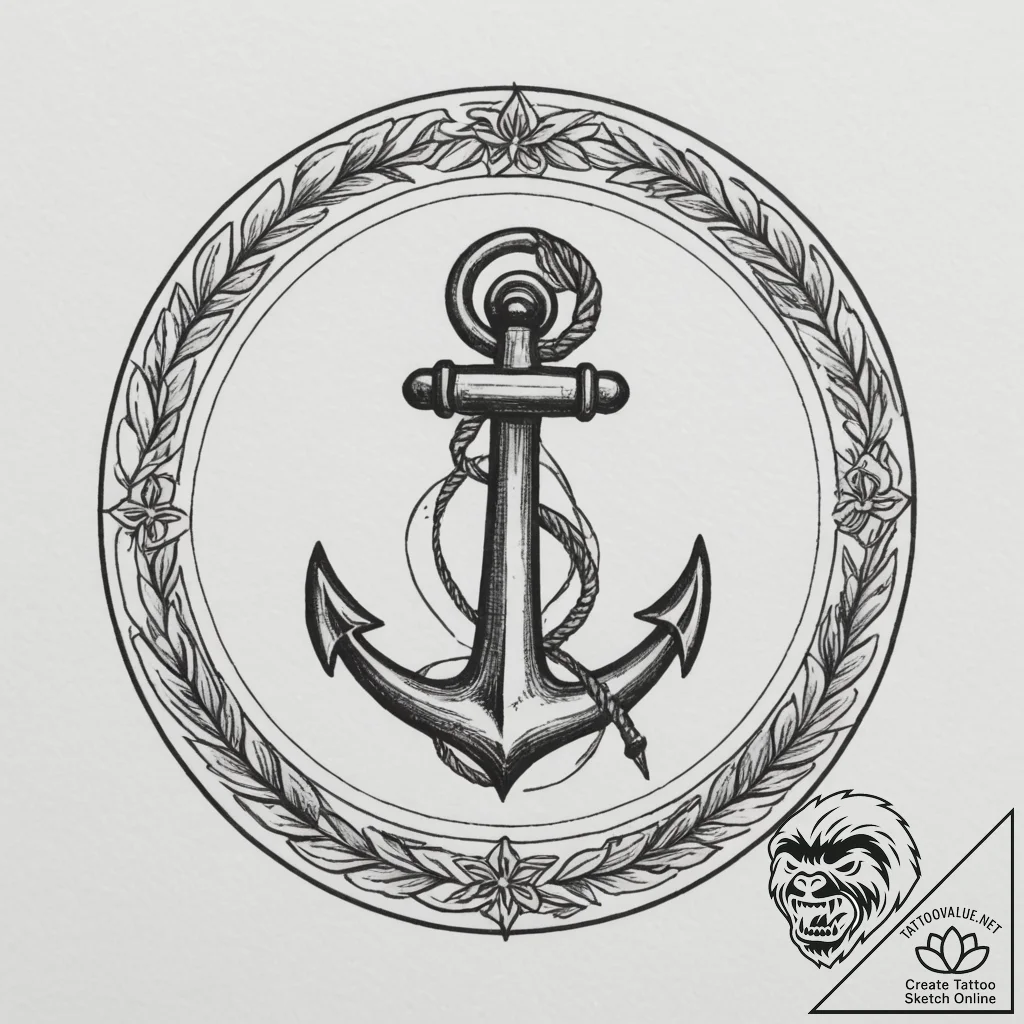 Circle, tattoo sketch design, old school trad... - tattoo sketch (№1755454839_0, 17.08.2025 18:20) — tattoovalue.net