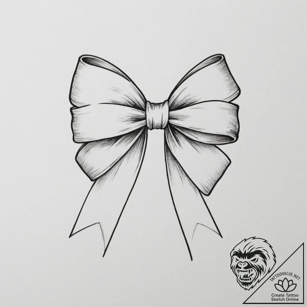 Tattoo sketch a simple, elegant bow or ribbon... - tattoo sketch (№1755455245_0, 17.08.2025 18:27) — tattoovalue.net