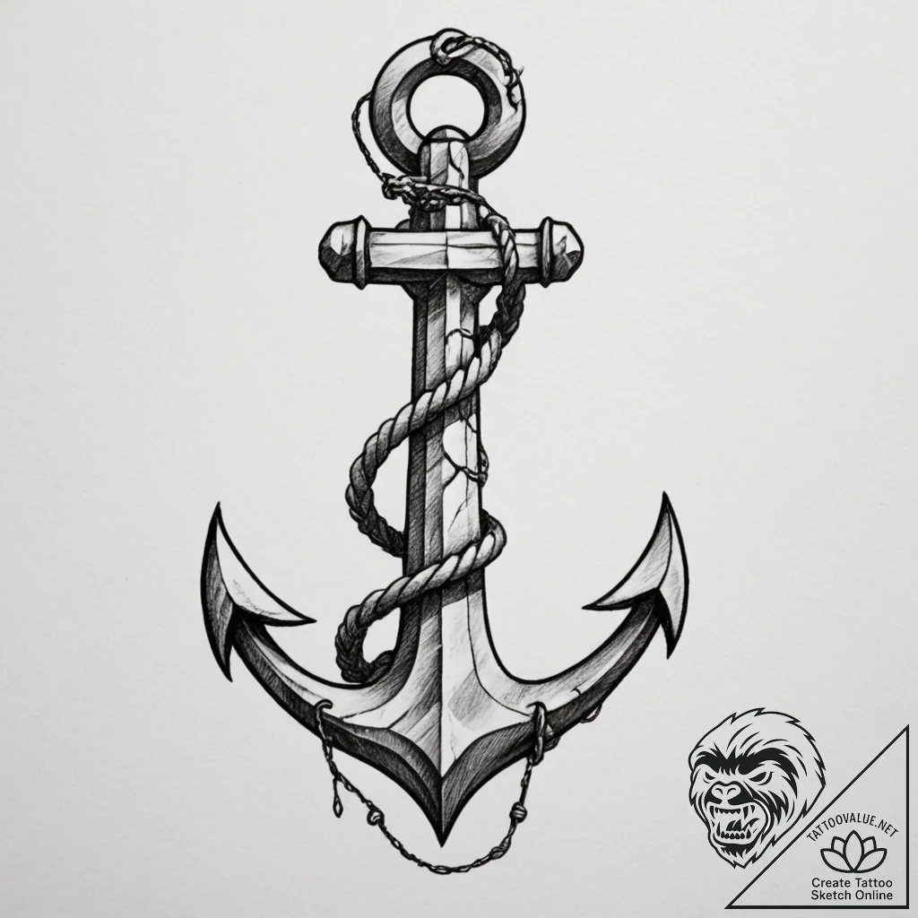 Tattoo design a single, robust anchor, repres... - tattoo sketch (№1755455857_0, 17.08.2025 18:37) — tattoovalue.net