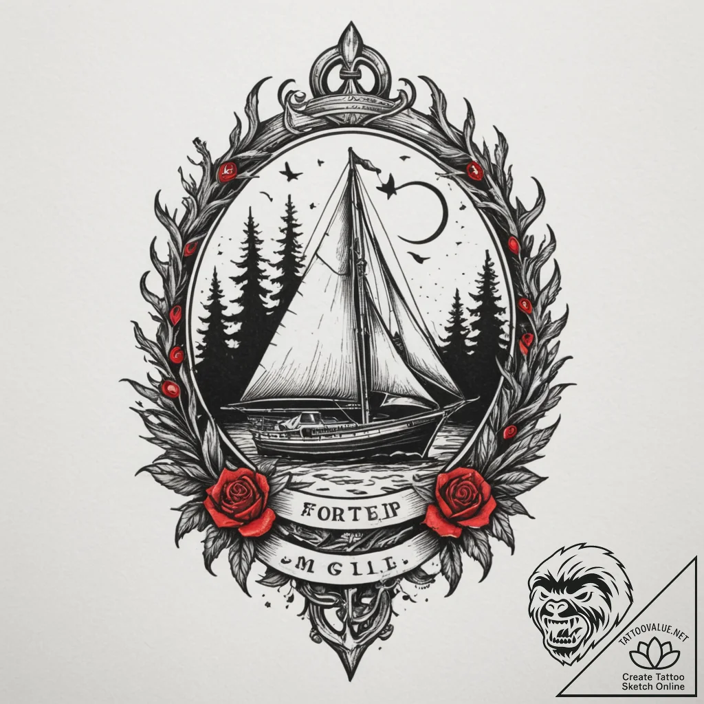 Forest, tattoo flash sheet design, black and... - tattoo sketch (№1755456056_0, 17.08.2025 18:40) — tattoovalue.net