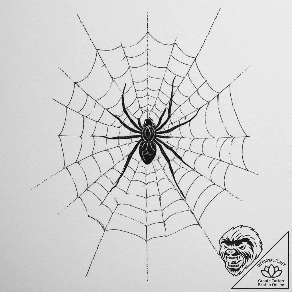 Tattoo sketch a spiderweb, delicate yet stron... - tattoo sketch (№1755456661_0, 17.08.2025 18:51) — tattoovalue.net