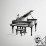 A person playing a grand piano in an empty co… – tattoo sketch (№1755456858_0, 17.08.2025 18:54) — tattoovalue.net