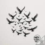 Tattoo sketch a flock of birds flying in form… – tattoo sketch (№1755457255_0, 17.08.2025 19:00) — tattoovalue.net