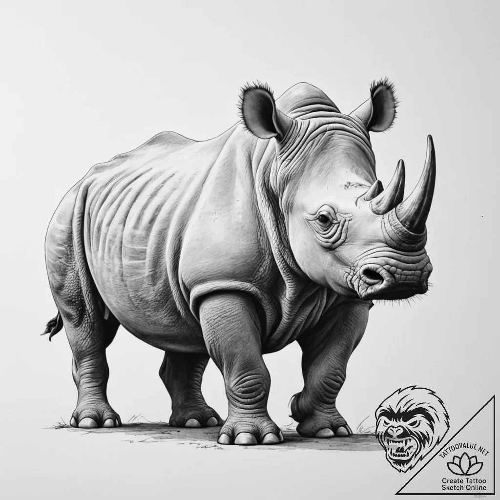 Rhinoceros - tattoo sketch (№1755458078_0, 17.08.2025 19:14) — tattoovalue.net