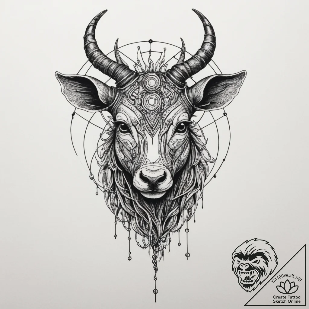 Tattoo design a zodiac animal made of interco... - tattoo sketch (№1755459283_0, 17.08.2025 19:34) — tattoovalue.net