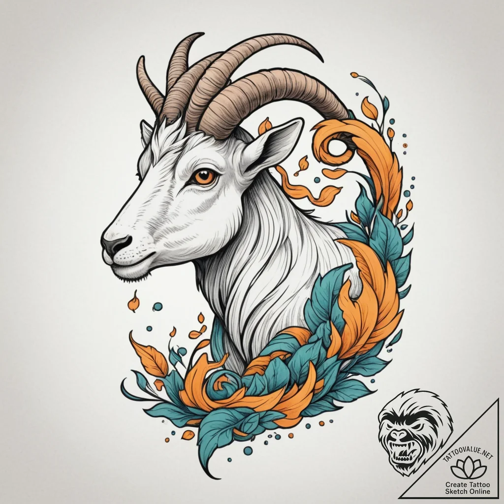Tattoo design a capricorn goat-fish whose tai... - tattoo sketch (№1755460281_0, 17.08.2025 19:51) — tattoovalue.net