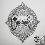 Tattoo sketch a game controller with tribal p… – tattoo sketch (№1755460890_0, 17.08.2025 20:01) — tattoovalue.net