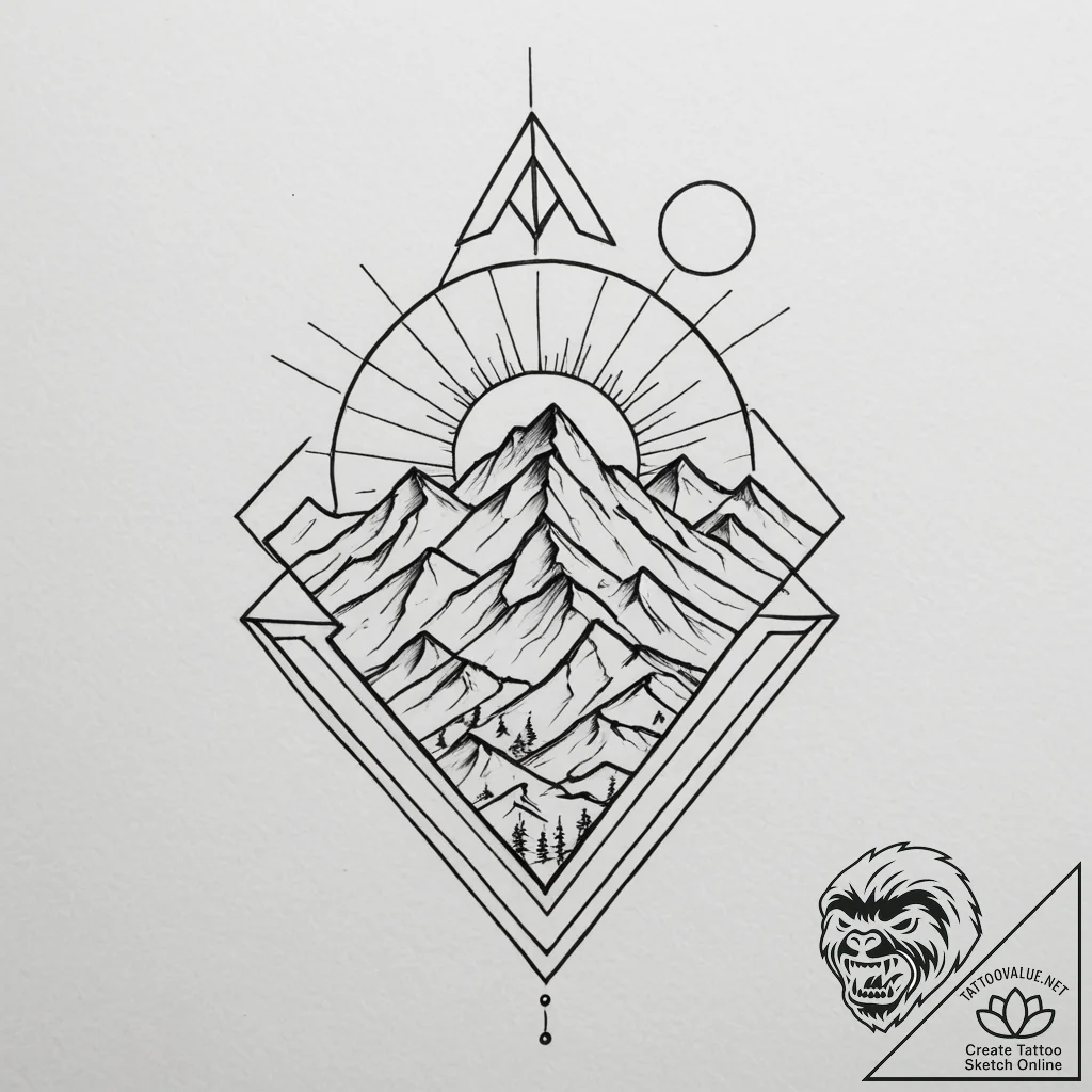Tattoo sketch a geometric representation of a... - tattoo sketch (№1755461690_0, 17.08.2025 20:14) — tattoovalue.net