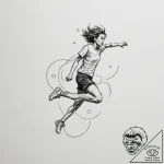 Tattoo sketch a pixel art character jumping o… – tattoo sketch (№1755462287_0, 17.08.2025 20:24) — tattoovalue.net