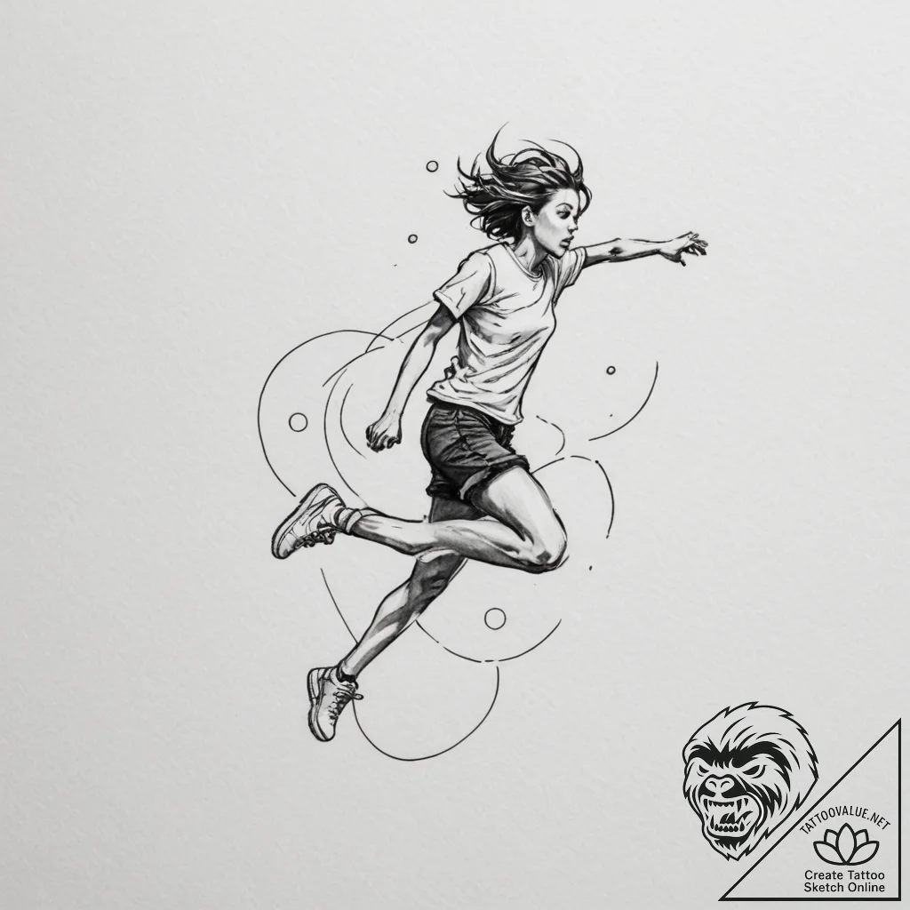 Tattoo sketch a pixel art character jumping o... - tattoo sketch (№1755462287_0, 17.08.2025 20:24) — tattoovalue.net