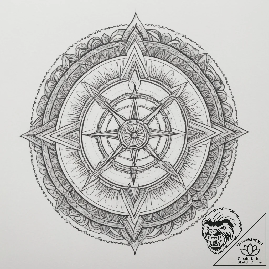 128. tattoo sketch: "rod" rune as a central e... - tattoo sketch (№1755462683_0, 17.08.2025 20:31) — tattoovalue.net