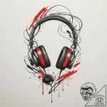 Tattoo design a pair of matching headphones.,… – tattoo sketch (№1755463288_0, 17.08.2025 20:41) — tattoovalue.net