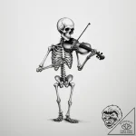 A skeleton playing a violin made of bone – tattoo sketch (№1755463486_0, 17.08.2025 20:44) — tattoovalue.net