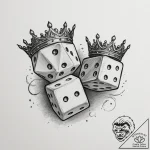 Tattoo design a pair of dice with crowns on t… – tattoo sketch (№1755463683_0, 17.08.2025 20:48) — tattoovalue.net