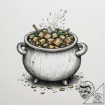 Leprechaun’s pot of gold, tattoo sketch desig… – tattoo sketch (№1755464479_0, 17.08.2025 21:01) — tattoovalue.net