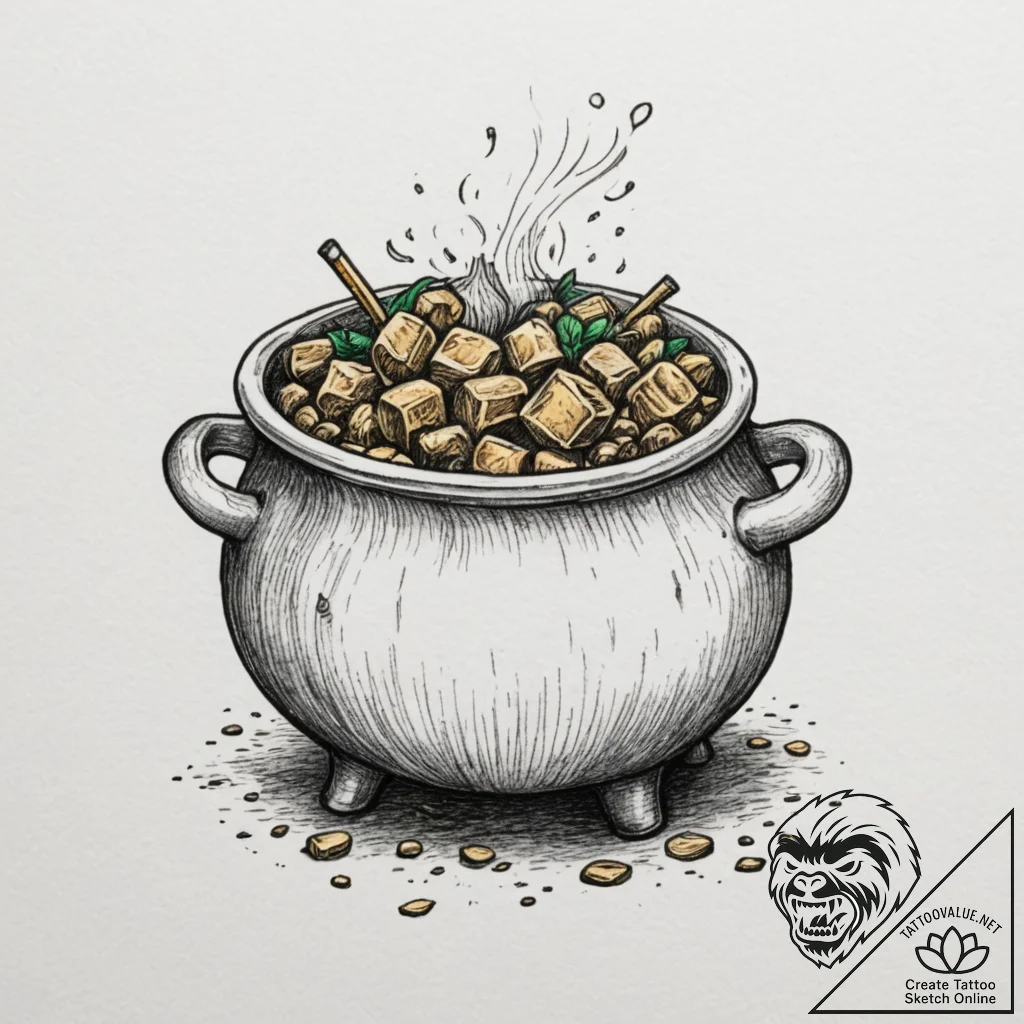 Leprechaun's pot of gold, tattoo sketch desig... - tattoo sketch (№1755464479_0, 17.08.2025 21:01) — tattoovalue.net