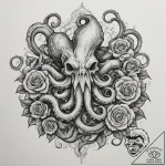 Kraken, concept art for tattoo, on a clean wh… – tattoo sketch (№1755465073_0, 17.08.2025 21:11) — tattoovalue.net