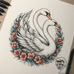 Swan, tattoo drawing outline, on a clean whit… – tattoo sketch (№1755466266_0, 17.08.2025 21:31) — tattoovalue.net