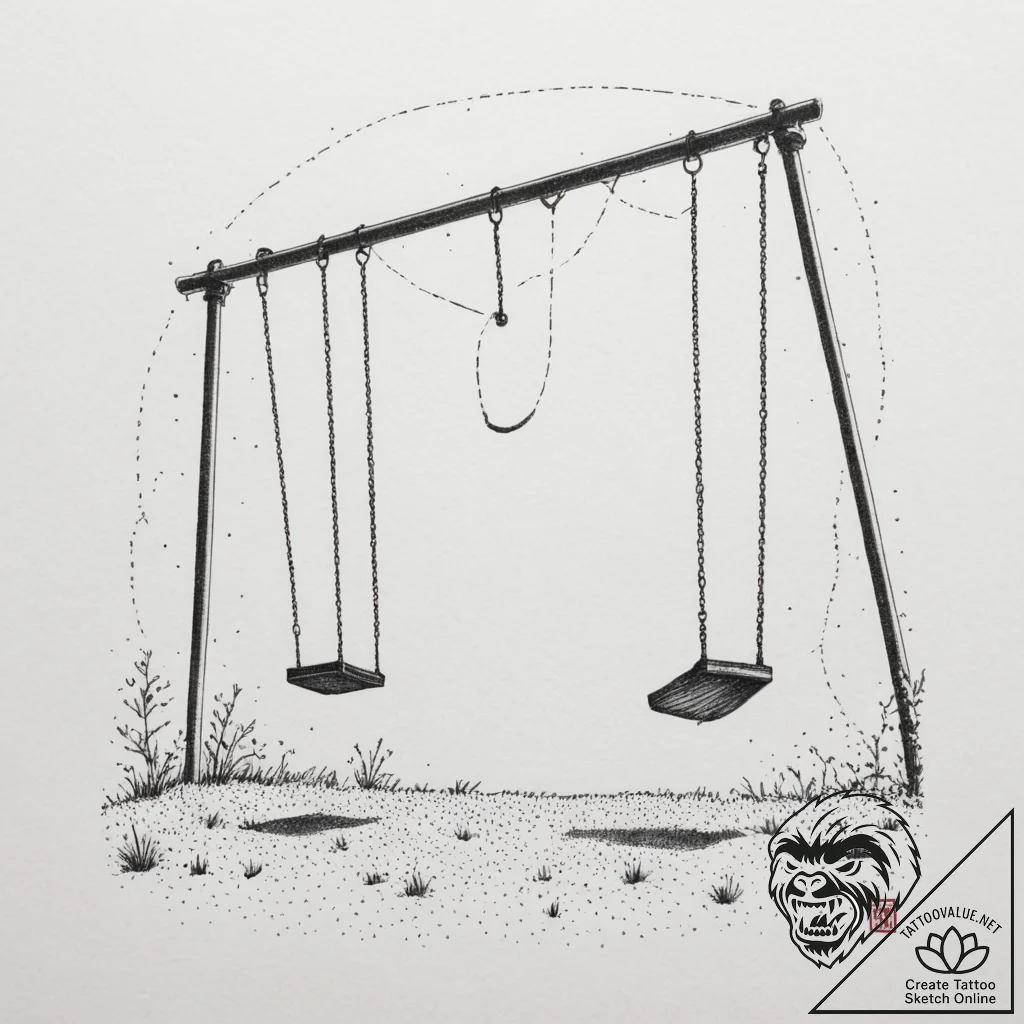 An empty playground at dusk, swings gently mo... - tattoo sketch (№1755466660_0, 17.08.2025 21:37) — tattoovalue.net