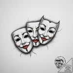 Theater masks (comedy and tragedy) (is there,… – tattoo sketch (№1755467451_0, 17.08.2025 21:50) — tattoovalue.net