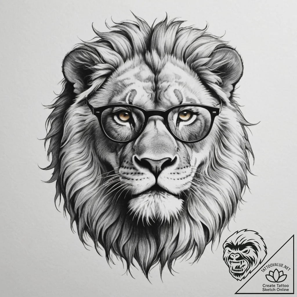Tattoo sketch a leo lion wearing sunglasses,... - tattoo sketch (№1755469599_0, 17.08.2025 22:26) — tattoovalue.net