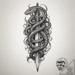 A dagger with a snake coiled around it, tatto… – tattoo sketch (№1755470193_0, 17.08.2025 22:36) — tattoovalue.net
