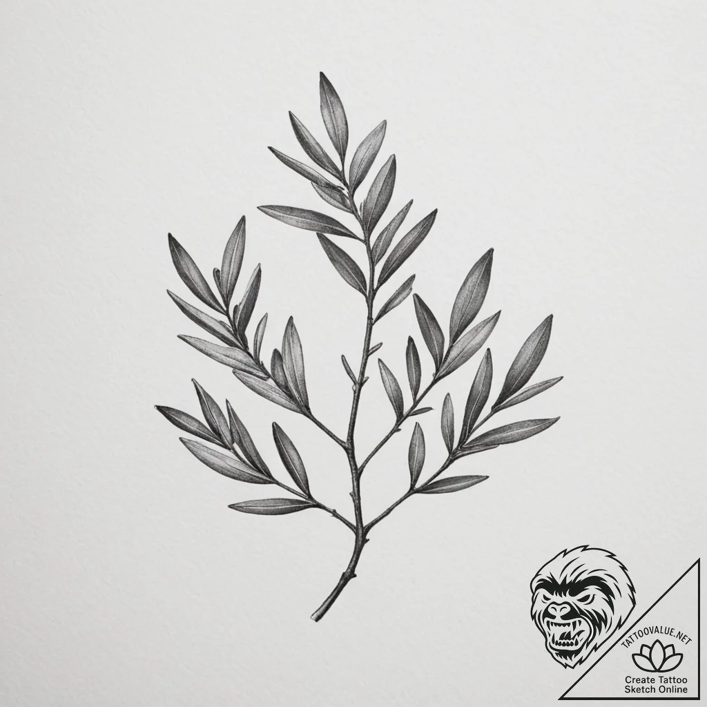 Tattoo sketch an olive branch symbolizing pea... - tattoo sketch (№1755481031_0, 18.08.2025 01:37) — tattoovalue.net