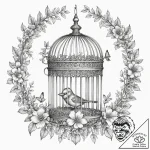 Tattoo design a small, ornate birdcage with i… – tattoo sketch (№1755481631_0, 18.08.2025 01:47) — tattoovalue.net