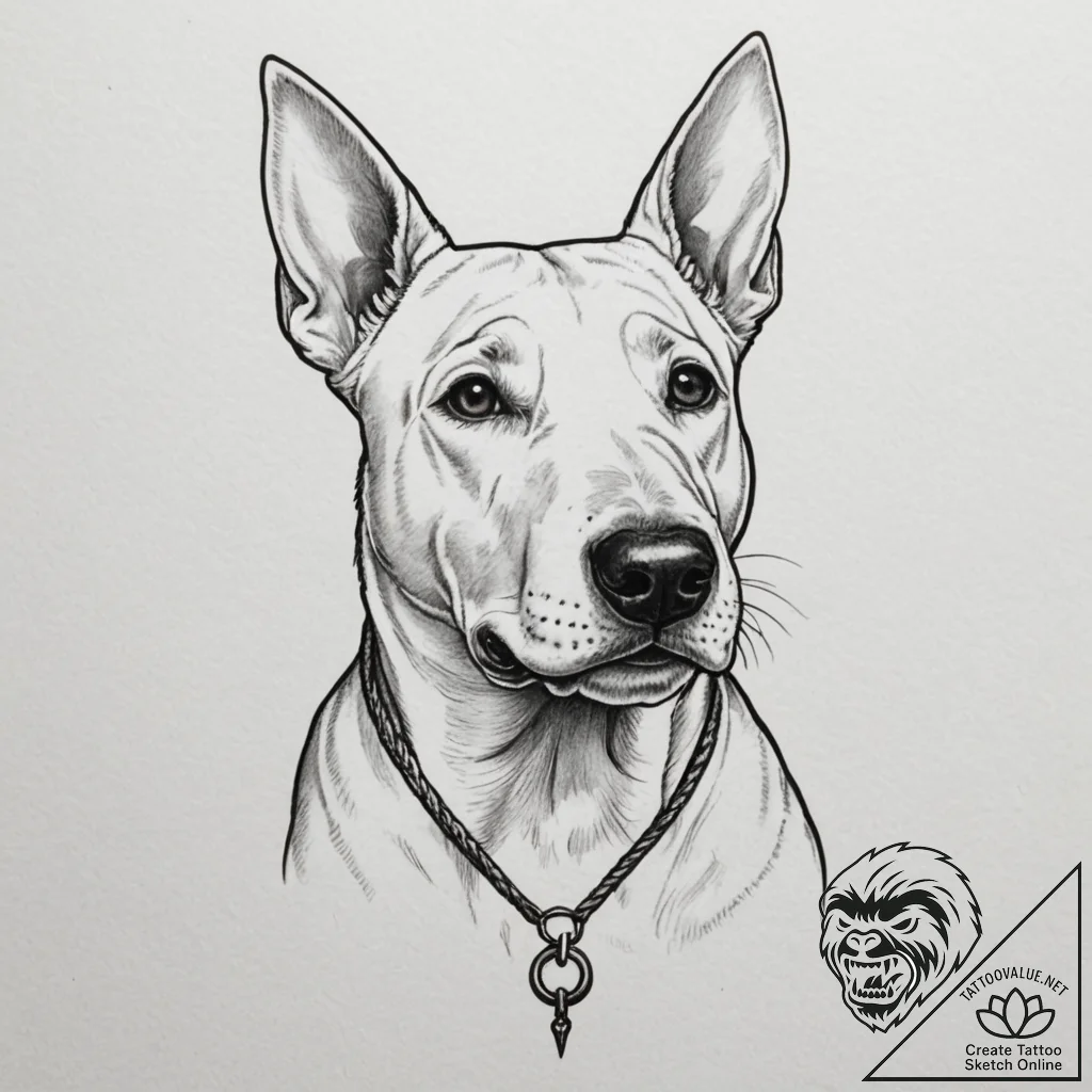 Bull terrier, tattoo flash sheet design, roug... - tattoo sketch (№1755481838_0, 18.08.2025 01:50) — tattoovalue.net