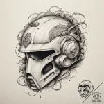 Tattoo sketch a stylized combat helmet subtly… – tattoo sketch (№1755482649_0, 18.08.2025 02:04) — tattoovalue.net