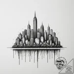 A barcode that morphs into a cityscape – tattoo sketch (№1755483057_0, 18.08.2025 02:10) — tattoovalue.net