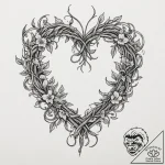 Tattoo sketch a heart woven from delicate vin… – tattoo sketch (№1755483859_0, 18.08.2025 02:24) — tattoovalue.net