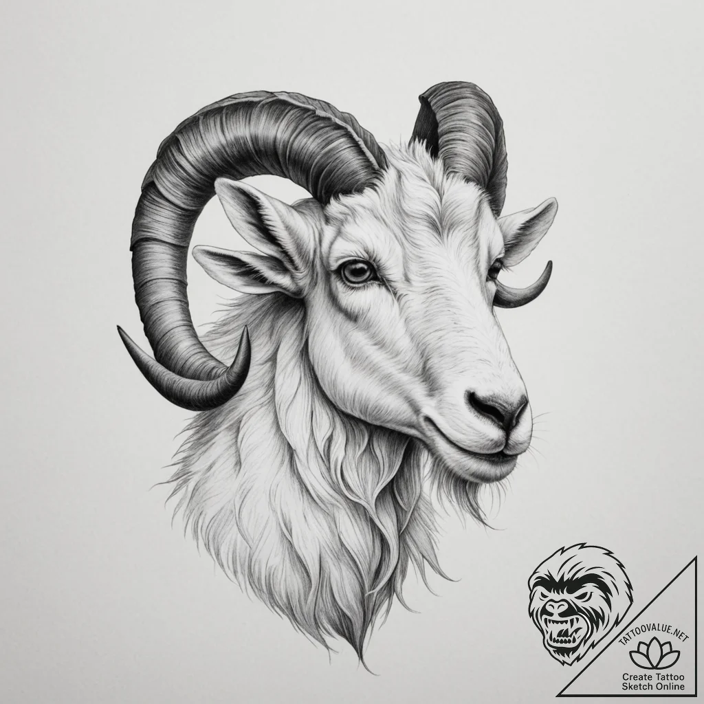 Tattoo design a realistic capricorn goat-fish... - tattoo sketch (№1755485465_0, 18.08.2025 02:51) — tattoovalue.net