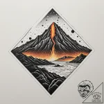 Tattoo sketch a volcanic landscape with glowi… – tattoo sketch (№1755486062_0, 18.08.2025 03:01) — tattoovalue.net
