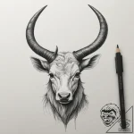 Horns, artistic tattoo sketch, realistic blac… – tattoo sketch (№1755486261_0, 18.08.2025 03:04) — tattoovalue.net