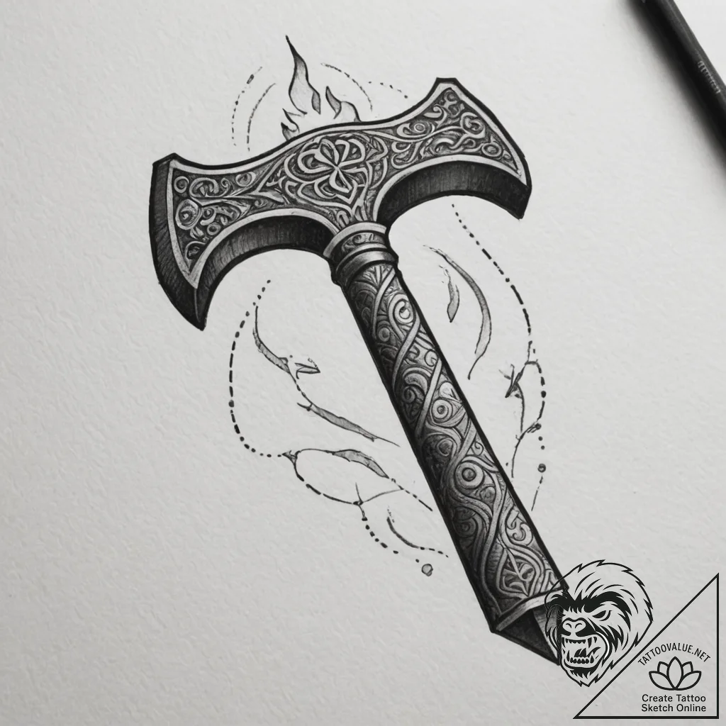 Tattoo sketch: a stylized anvil and hammer fo... - tattoo sketch (№1755486461_0, 18.08.2025 03:07) — tattoovalue.net