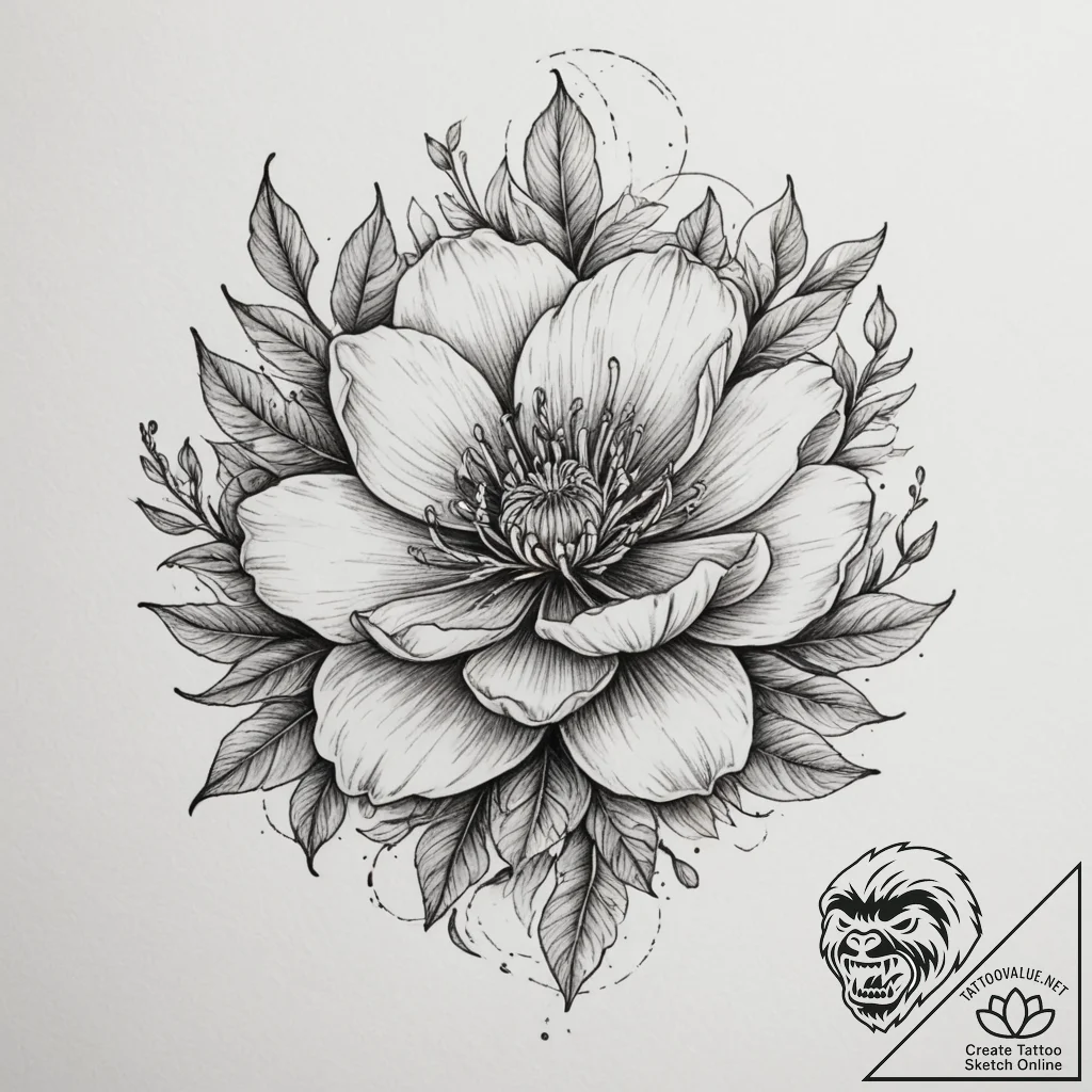 Tattoo sketch a personal birth flower combine... - tattoo sketch (№1755487263_0, 18.08.2025 03:21) — tattoovalue.net