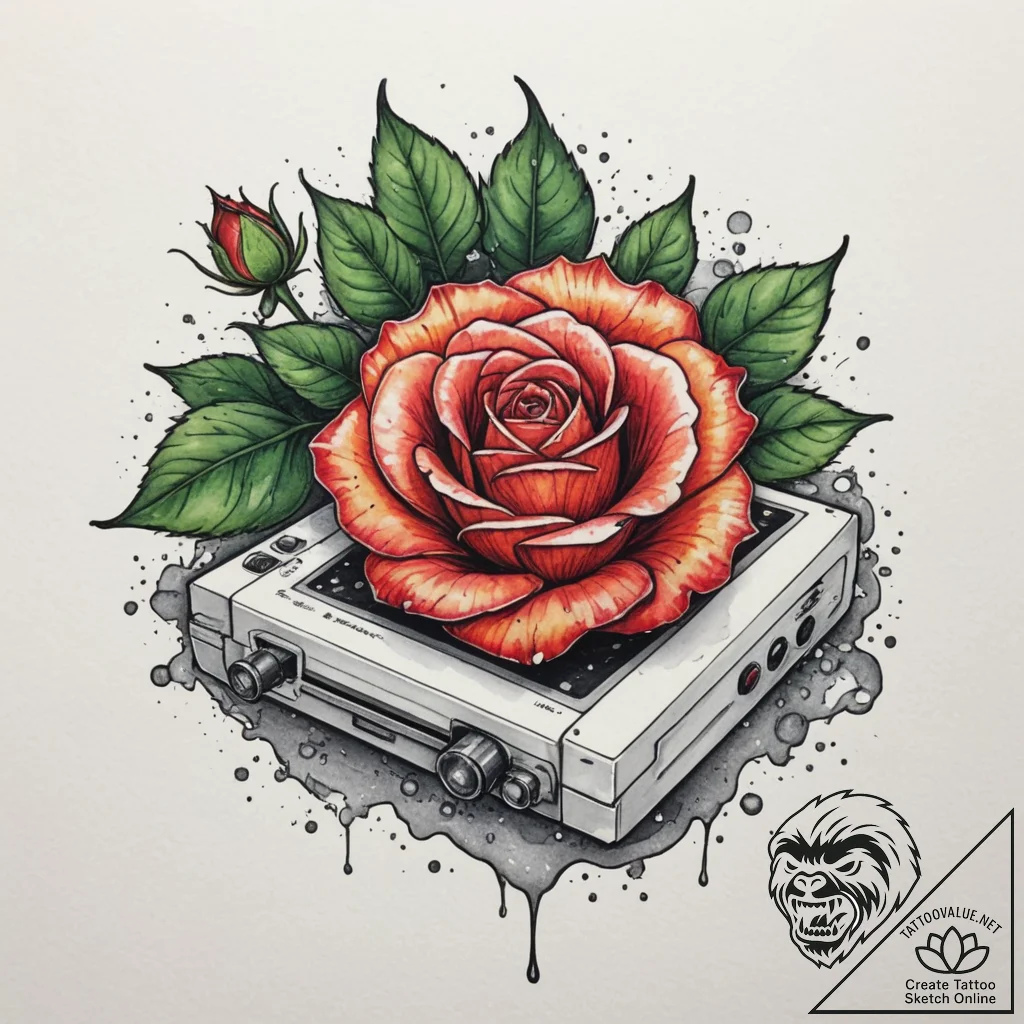 Tattoo sketch a vintage video game console wi... - tattoo sketch (№1755487867_0, 18.08.2025 03:31) — tattoovalue.net