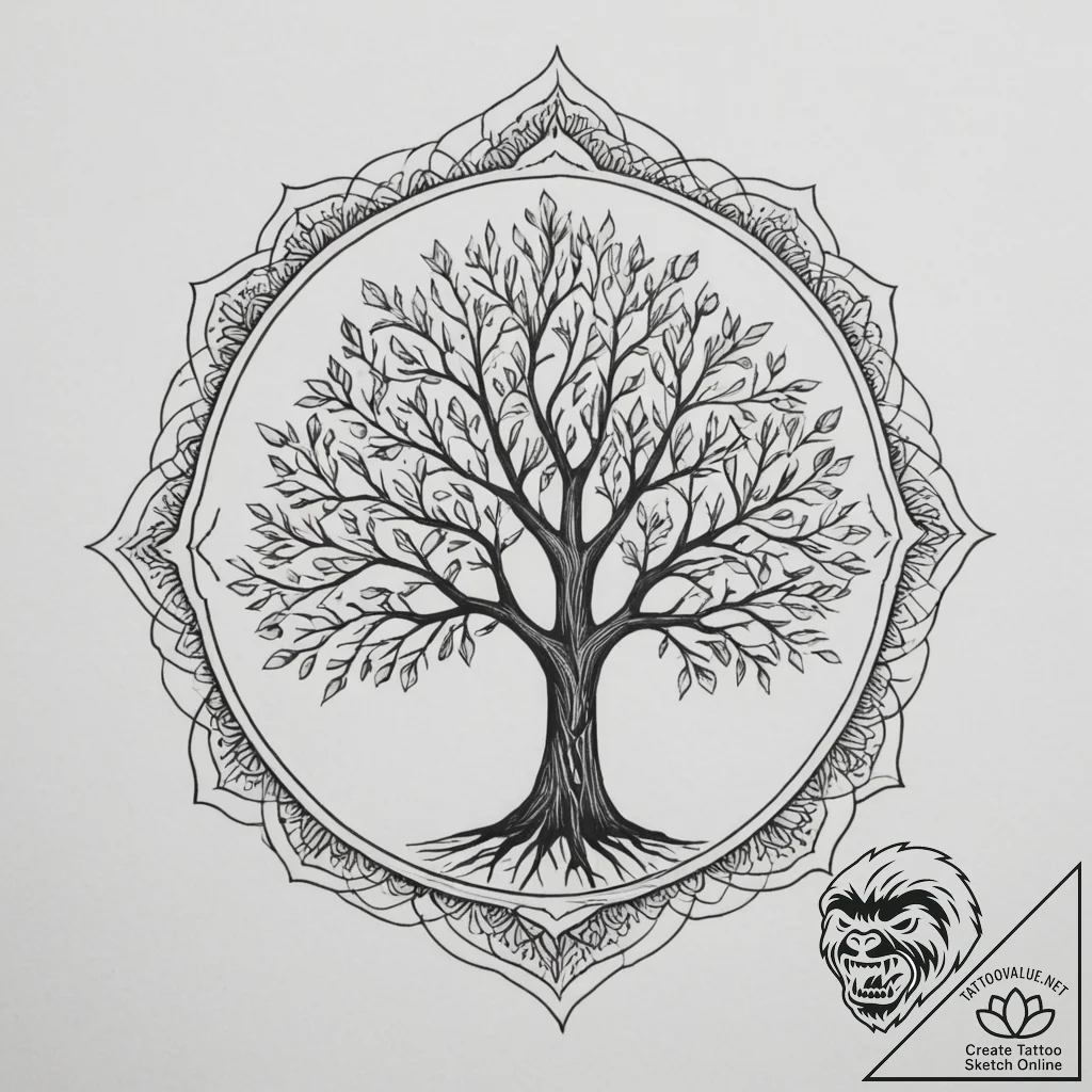 Tattoo design a tree silhouette whose leaves... - tattoo sketch (№1755488068_0, 18.08.2025 03:34) — tattoovalue.net