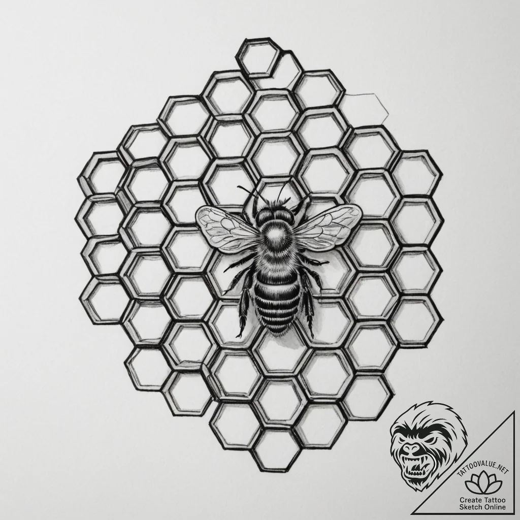 Honeycomb - tattoo sketch (№1755488471_0, 18.08.2025 03:41) — tattoovalue.net