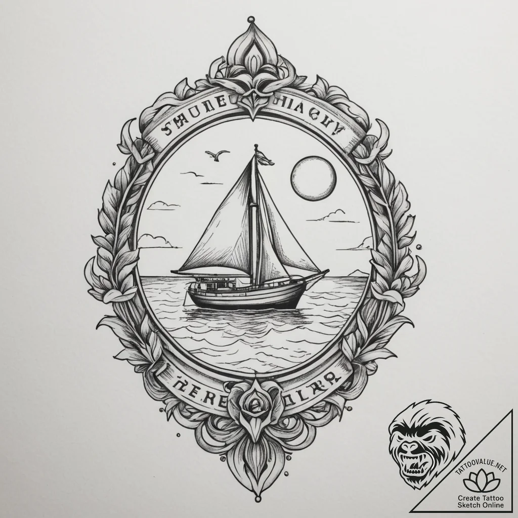 A pristine, white sand beach with crystal cle... - tattoo sketch (№1755489275_0, 18.08.2025 03:54) — tattoovalue.net