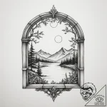 Tattoo sketch a small, stylized window lookin… – tattoo sketch (№1755490077_0, 18.08.2025 04:07) — tattoovalue.net