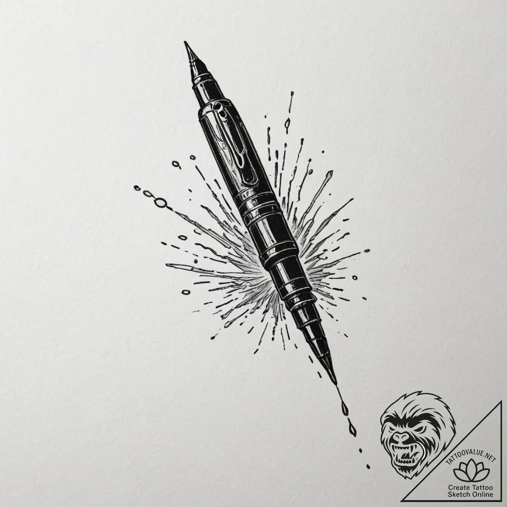 A fountain pen nib, tattoo flash sheet design... - tattoo sketch (№1755495686_0, 18.08.2025 05:41) — tattoovalue.net