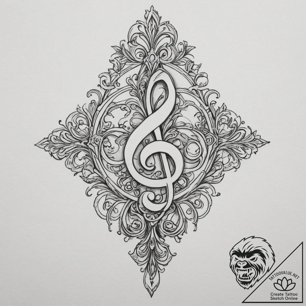 Tattoo design a small, subtle musical note. l... - tattoo sketch (№1755496082_0, 18.08.2025 05:48) — tattoovalue.net