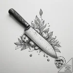 A close-up of a chef’s knife, reflecting the… – tattoo sketch (№1755496481_0, 18.08.2025 05:54) — tattoovalue.net