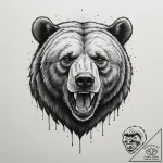 A powerful blackwork tattoo of a bear’s head… – tattoo sketch (№1755497278_0, 18.08.2025 06:07) — tattoovalue.net