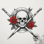 Tattoo sketch a simple drum stick on one, a c… – tattoo sketch (№1755497687_0, 18.08.2025 06:14) — tattoovalue.net