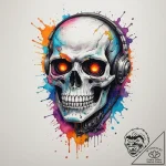 A skull with a glowing cyberpunk visor, tatto… – tattoo sketch (№1755498087_0, 18.08.2025 06:21) — tattoovalue.net